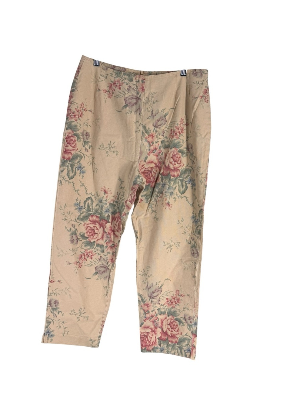 Women’s English rose tapestry print vintage pants side zip 12 grannycore